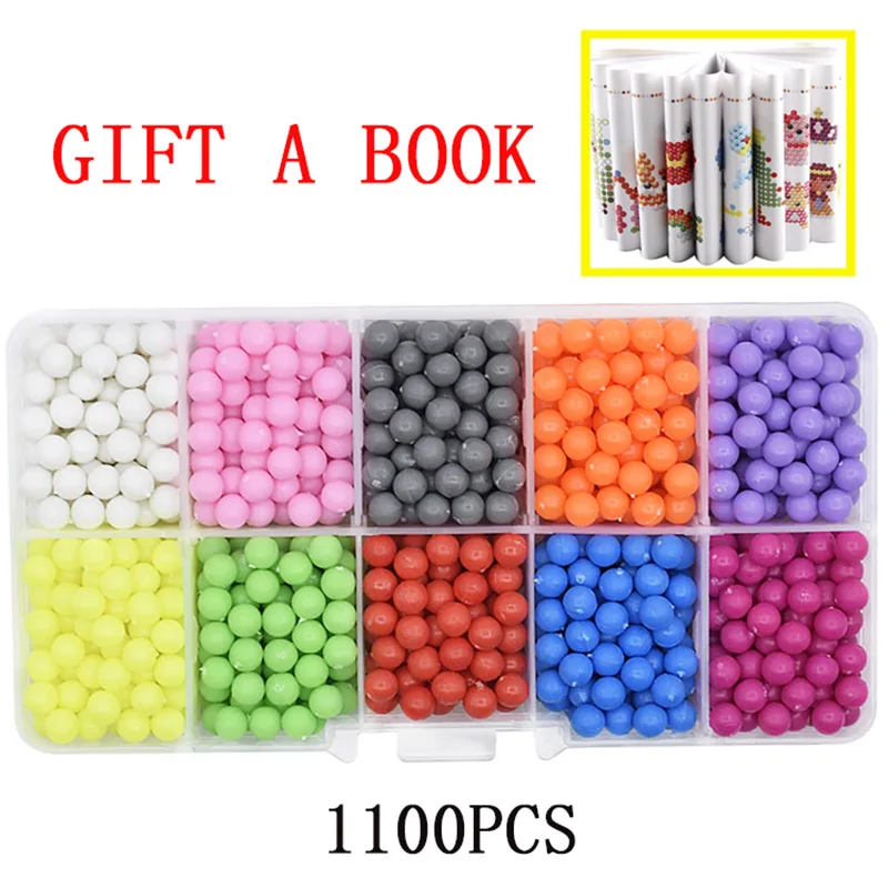 1100pcs DIY волшебные бусины формы в виде животного ручной работы 3D головоломка Дети Обучающие шарики игрушки Дети волшебный пополнять книжку - Цвет: 1100pcs