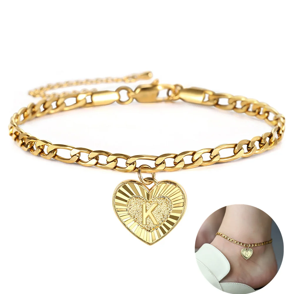 A-Z Initial Letter Anklets for Women Stainless Steel Gold Alphabet Charm Anklet Figaro Link Chain Summer Foot Jewelry Gifts KA16 A-Z Initial Letter Anklets for Women Stainless Steel Gold Alphabet Charm Anklet Figaro Link Chain Summer Foot Jewelry Gifts KA16
