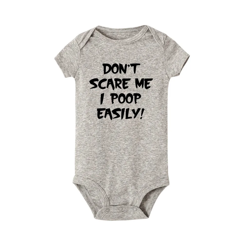 RD27-SRPGY- Don't Scare Me I Poop easy/Летний хлопковый комбинезон для новорожденных; Забавный комбинезон для маленьких мальчиков и девочек; комбинезон с буквенным принтом для малышей - Цвет: RD27-SRPGY-