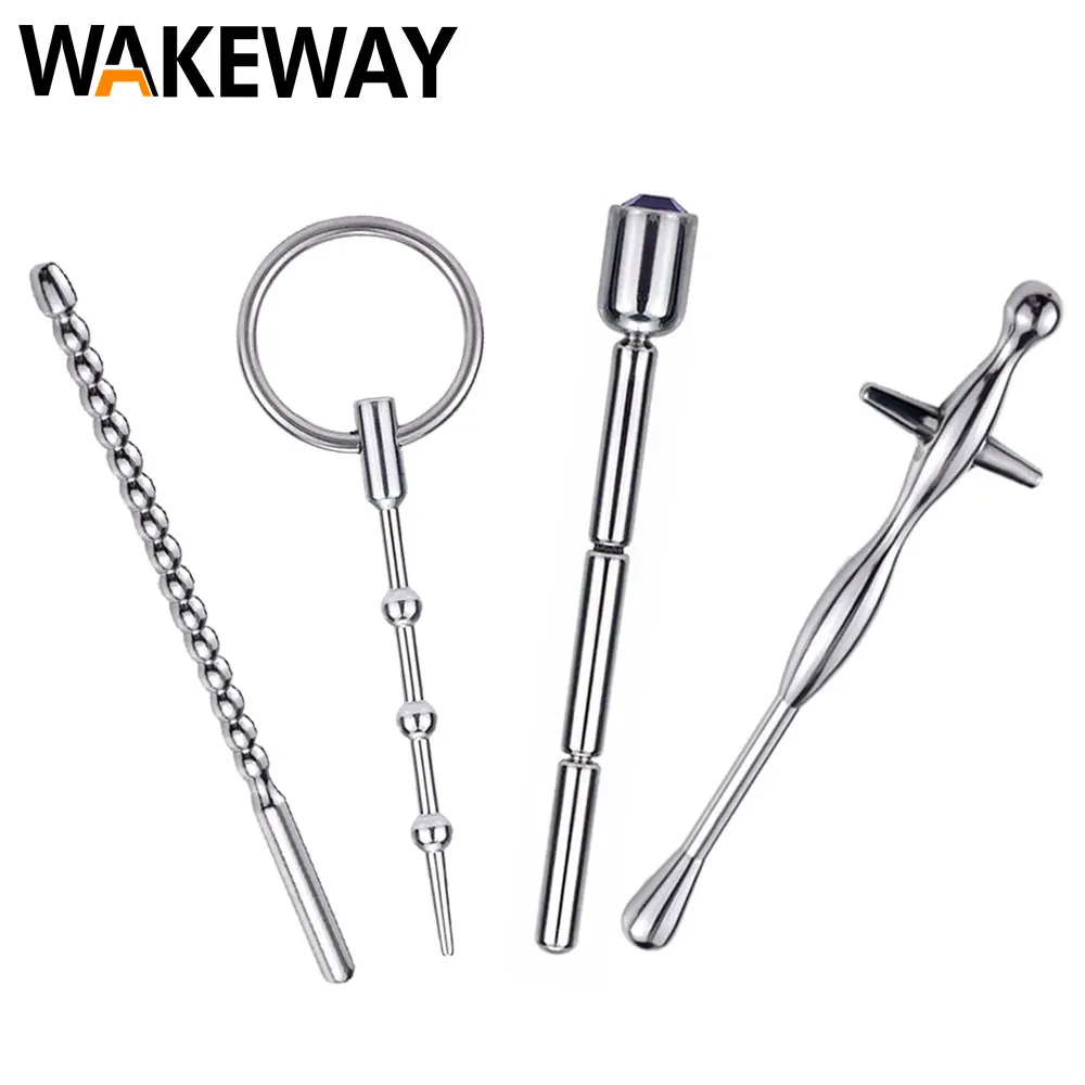 WAKEWAY Stainless Solid Urethral Sounds Urethral Sounding Plug for Men Beginner