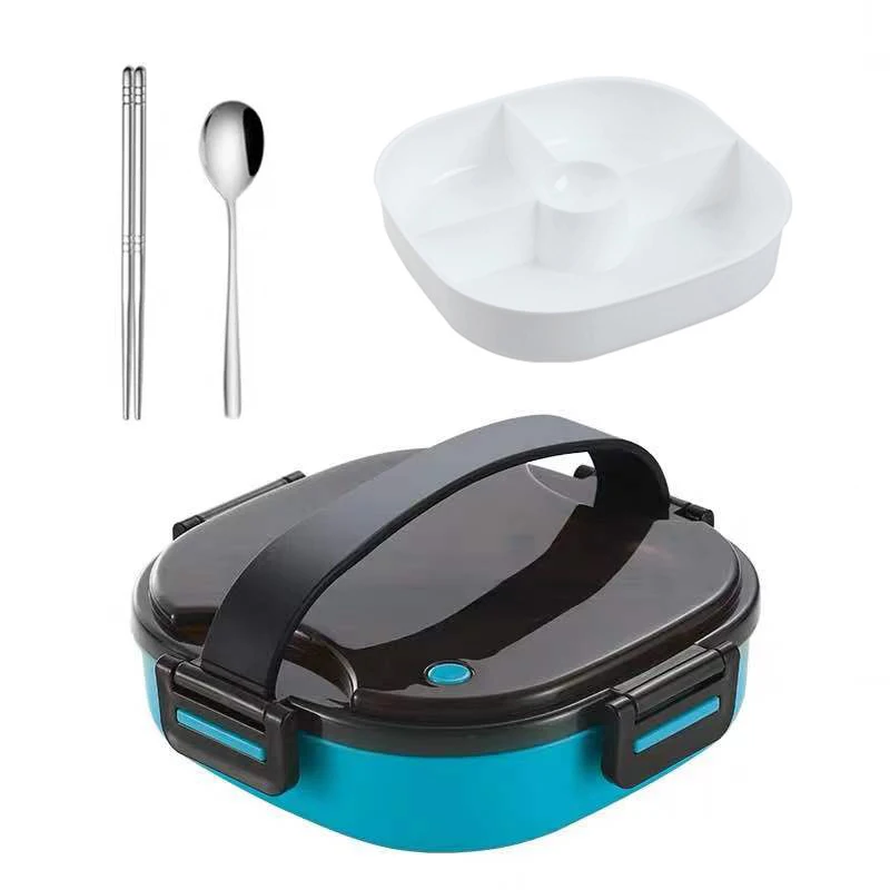 Green-Plastic TUUTH нержавеющая сталь PP Ланч-бокс микроволновая печь отдельный Bento box Ручка Портативный контейнер для еды школьный офис - Цвет: Green-Plastic