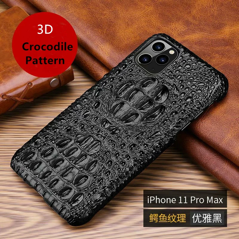 Crocodile Pattern Cowhide Leather Case For Apple Iphone 11 Pro Max