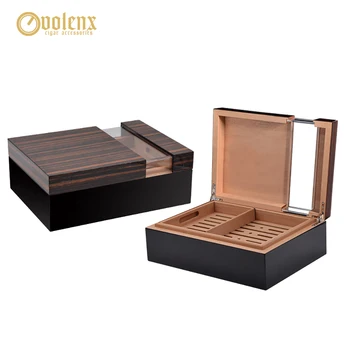 

VOLENX 2-Layers Humidor Acrylic Window Cigar Box with Hygrometer and Humidifier Large Capacity Cigar Cabinet Holds 50 Fingers