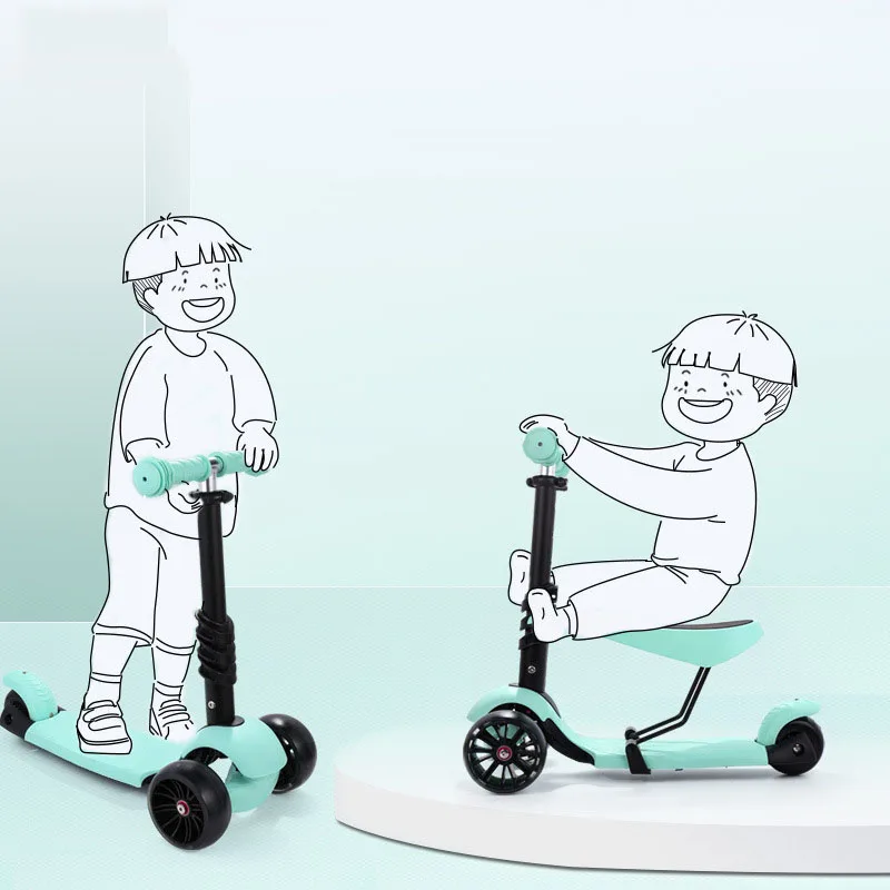 

Children's scooter three-wheeled scooter scooter flash wheel child car 1-3-6 years old learning sports shock-resistant slide toy