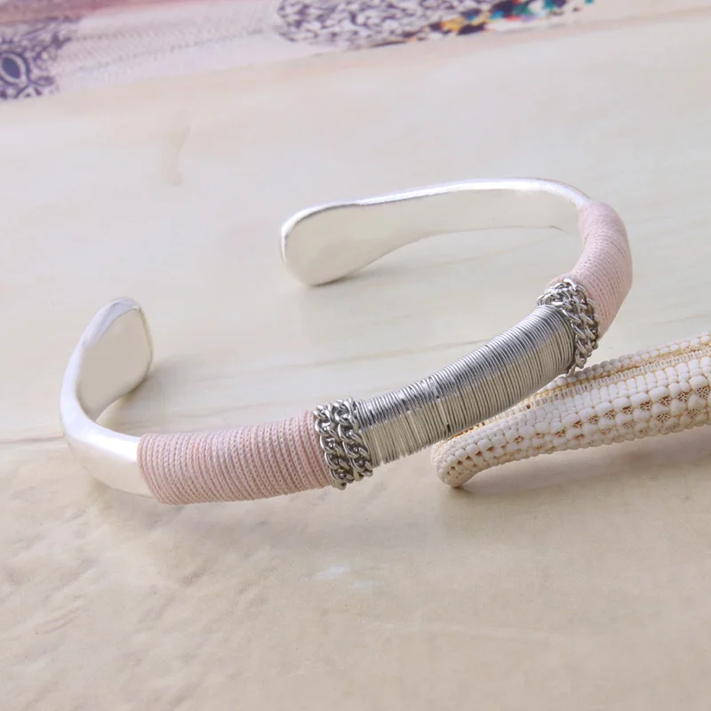 NeeFu WoFu браслеты ручной работы открытая Народно-медная провлока под заказ браслеты для женщин модная Роскошная Коллекция ювелирных изделий - Окраска металла: Beige