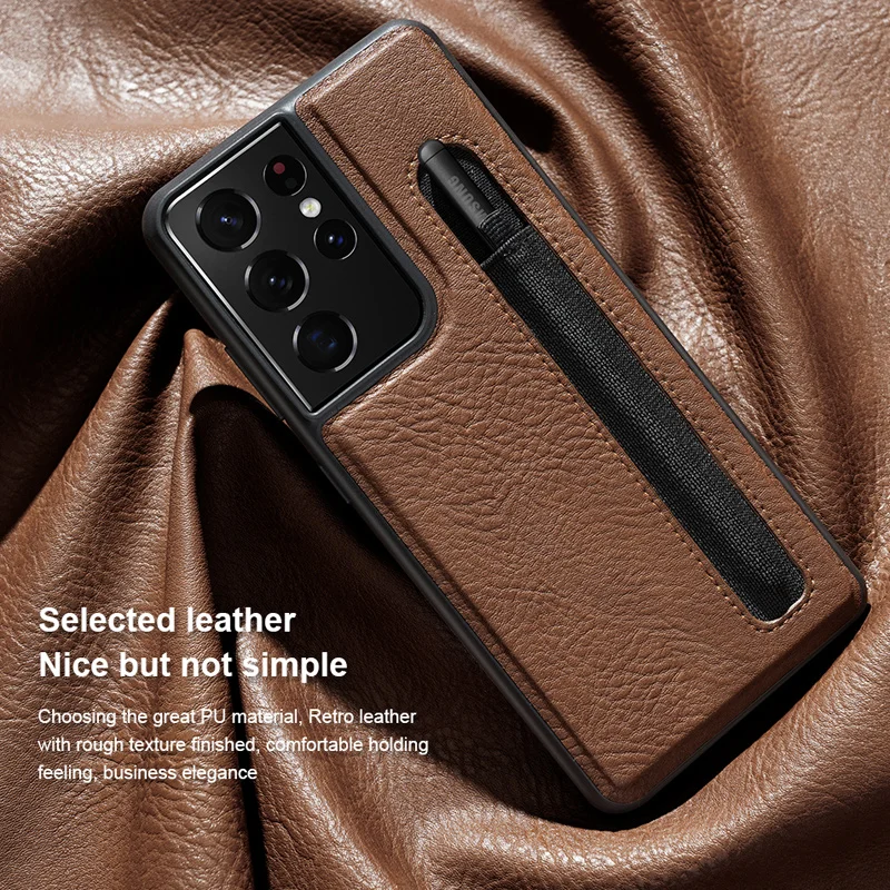 Stylus S Pen Socket Pen Slot Case Voor Samsung Galaxy S21 Ultra Nillkin Aoge Leather Back Cover Met Pocket Houder Phone Case Covers Aliexpress