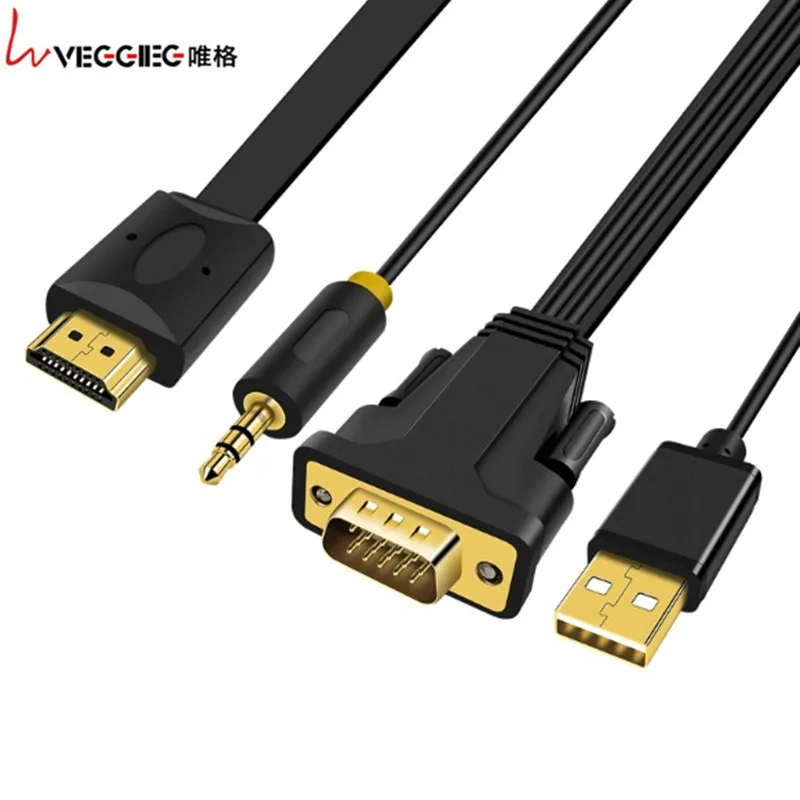 Veggieg VGA к HDMI кабель с аудио и USB питания VGA HDMI кабель