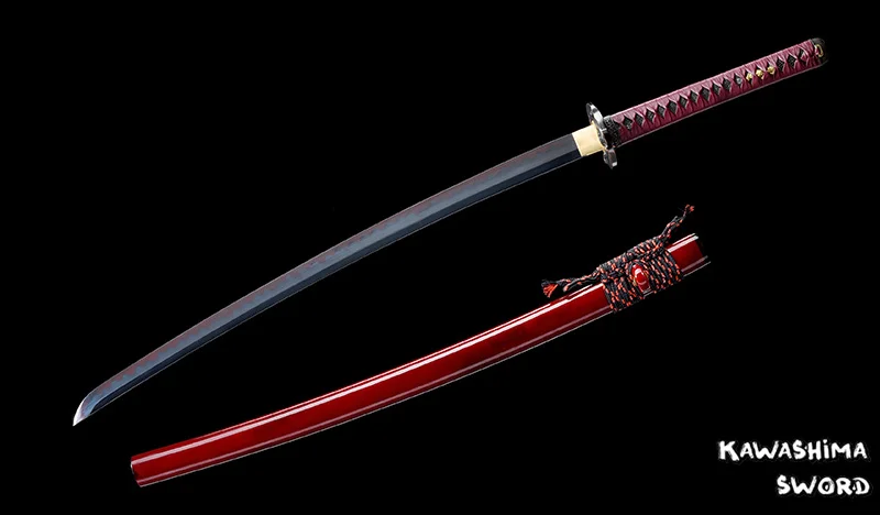 Black Blade Series-Real Steel Handmade Samurai Sword Full Tang Sharpness Ready For Cutting-Japanese Katana-Free Shipping-Red