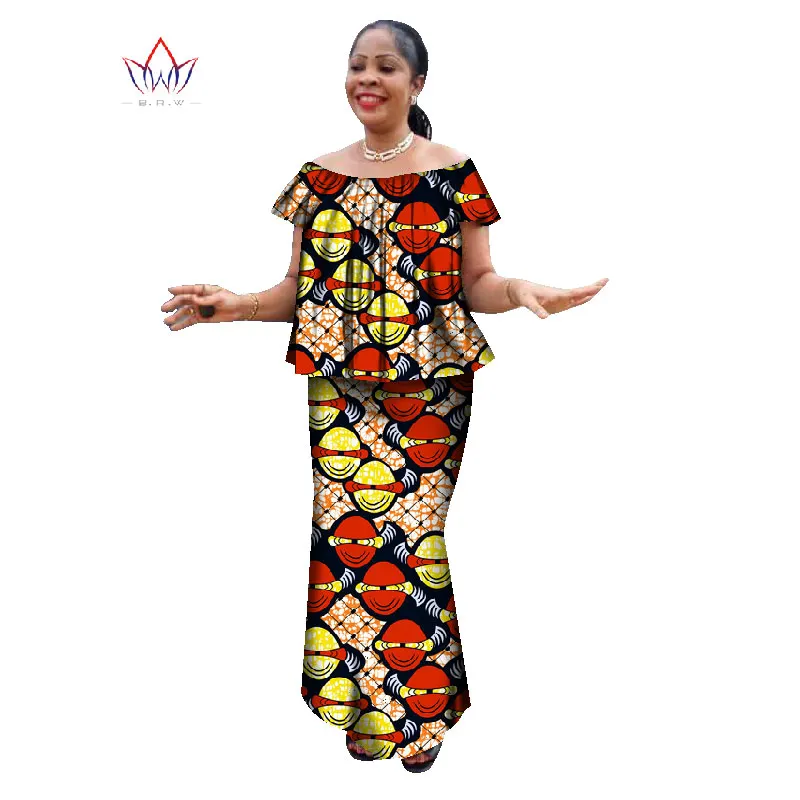 Женский костюм с юбкой и круглым вырезом коротким рукавом|traditional african clothing|african