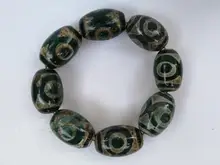 

YIZHU CULTUER ART Collection Old Chinese Natural Agate Carved 3 eye Hand Chain Decoration Gift
