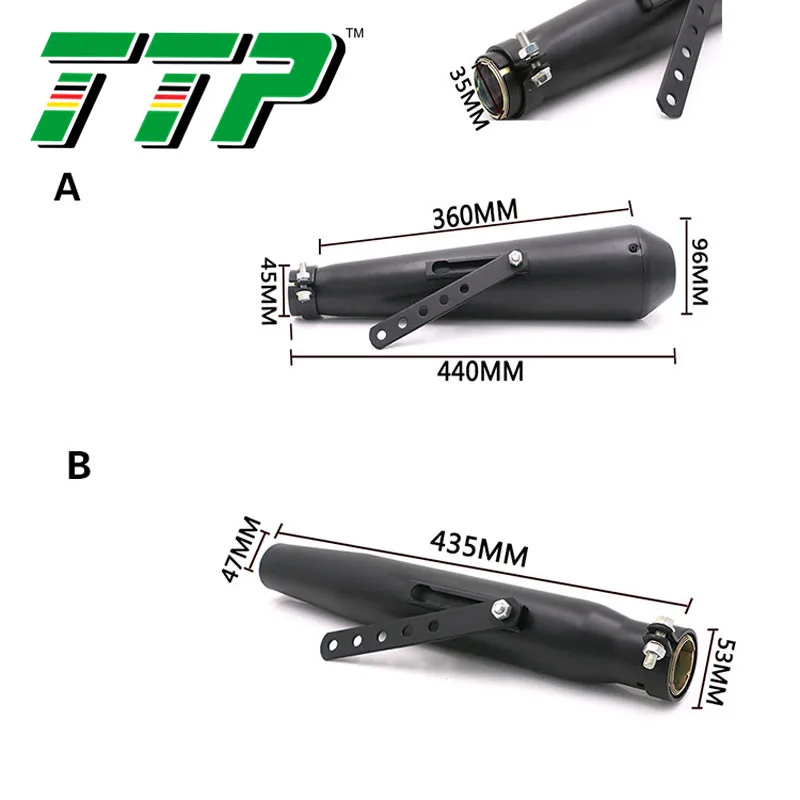 TTP универсальная выхлопная труба мотоцикла модифицированный глушитель винтажная выхлопная труба Хвостовая труба 45,5 см 32 см