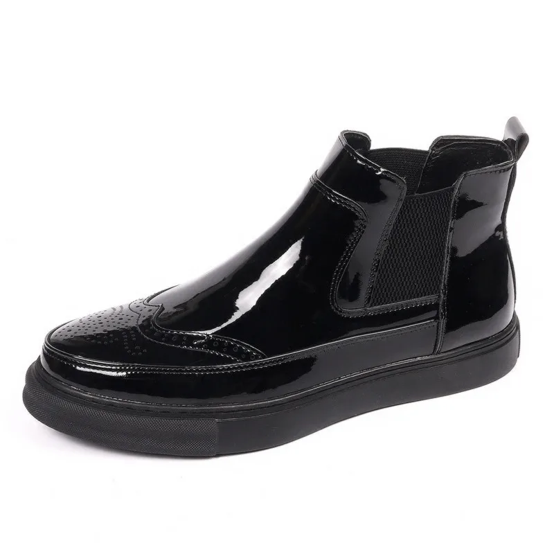 Designer Italiano Di Marca Uomo Moda Chelsea Stivali Appartamenti Scarpe Con Plateau Autunno Inverno Brogue Boot Bullock Caviglia Botas Chaussures