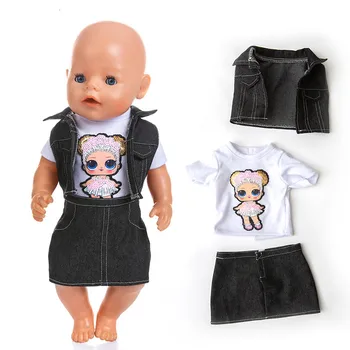 

Fit 18 inch Doll Clothes Born New Baby Doll Denim Suit Hiva 3-piece Suit Clothes For Baby Birthday Gift