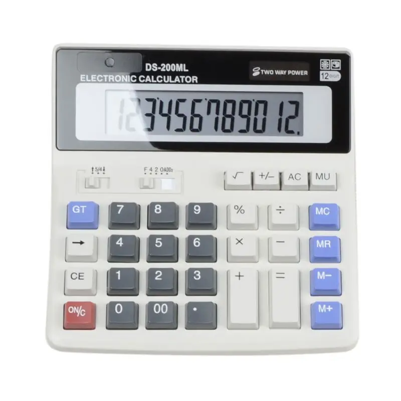 Standard Function Scientific Electronics Desktop Calculators, Dual Power, Big Button 12 Digit