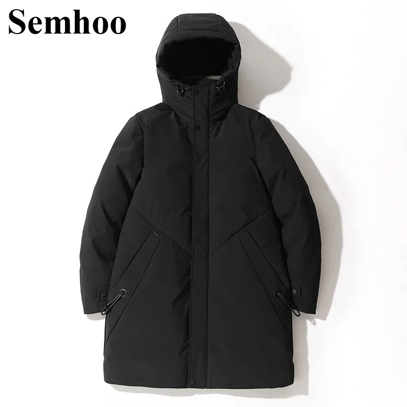 

Men's Winter Down Jackets Plus Size Casual Hooded Thick Warm Simple Mid Long Section 90% White Duck Down Jacket Men Fashion Mens