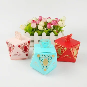 

50pcs European New Diamond Candy Box Wedding Creative Candy Packaging Gift Boxes Baby Shower Kid Birthdayflower box Bonbonniere