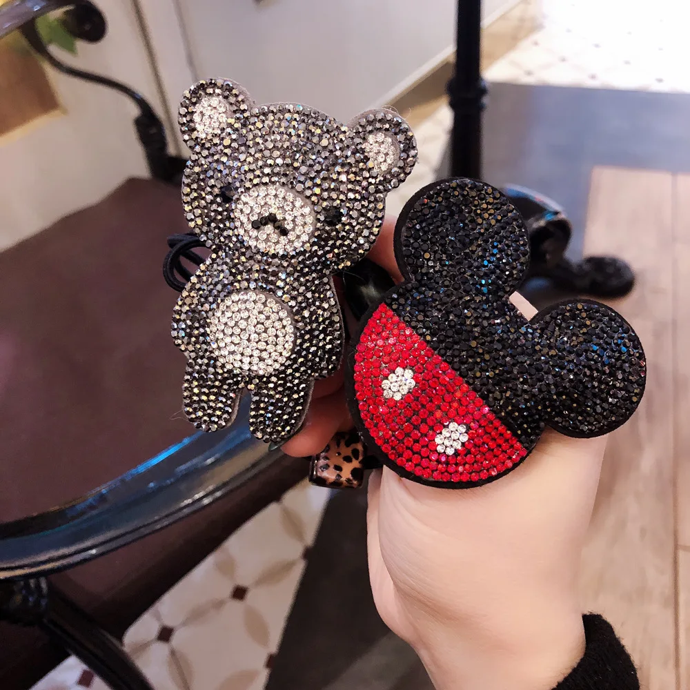 Disney мультфильм девушка Минни Кристалл блестящая застежка-молния резинка для волос кольцо для волос карамельного цвета