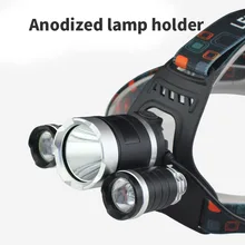 

T6 3LED Headwear Aluminum Alloy Glare Rechargeable Headlight Three-light Flashlight High Power Headlamp
