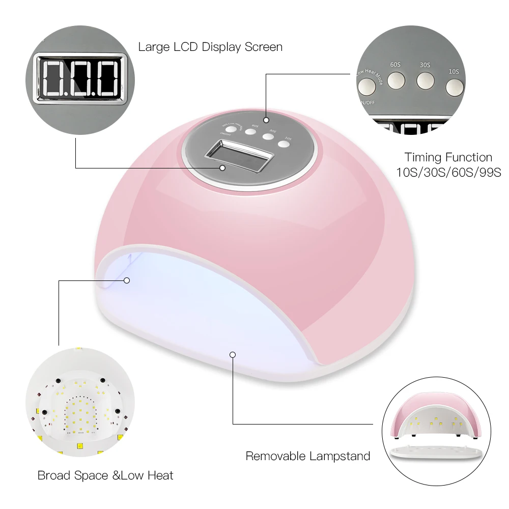 65W UV LED Nail Lamp with 33 Pcs Leds For Manicure Gel Nail Dryer Drying Nail Polish Lamp 30s/60s/99s Auto Sensor Manicure Tools