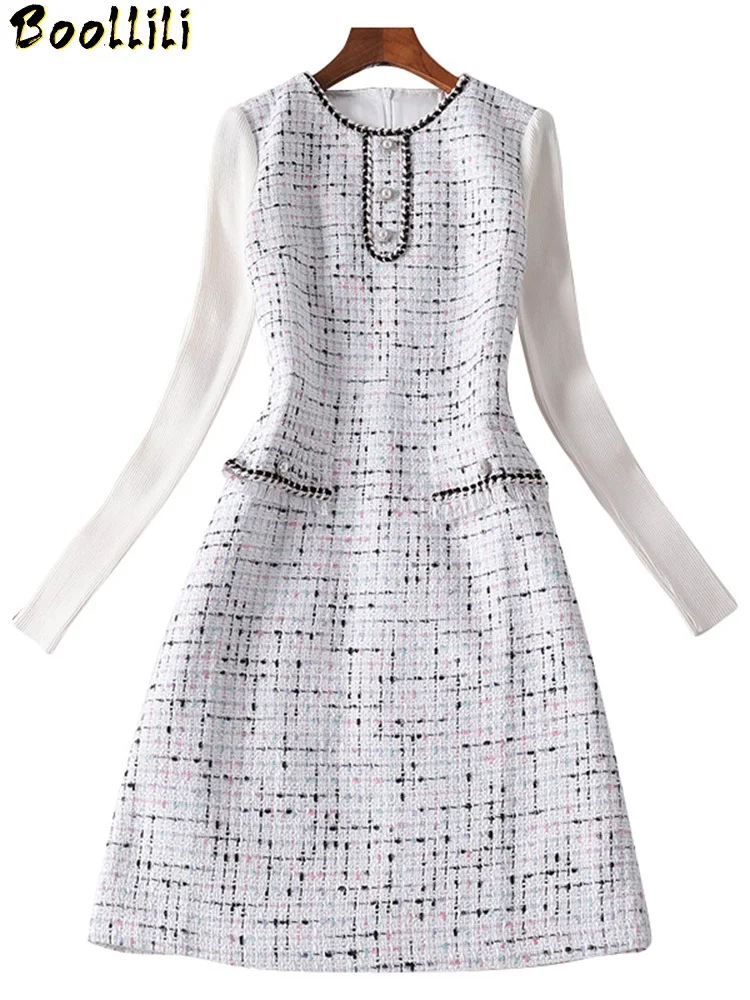 

Женское платье Boollili весна-осень одежда 2023 офисное платье винтажное вязаное платье-свитер Элегантные платья женское платье