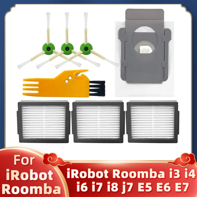 For iRobot Roomba i3 i4 i6 i7 i8 j7 E5 E6 E7 Robot Vacuum Cleaner Spare Parts Accessories Main Side Brush Hepa Filter Dust Bag Set 5