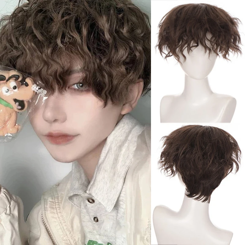 Short Brown Curly Wig Cosplay Men | Anime Wig Curly Short Brown - Male'S  Wig Fashion - Aliexpress