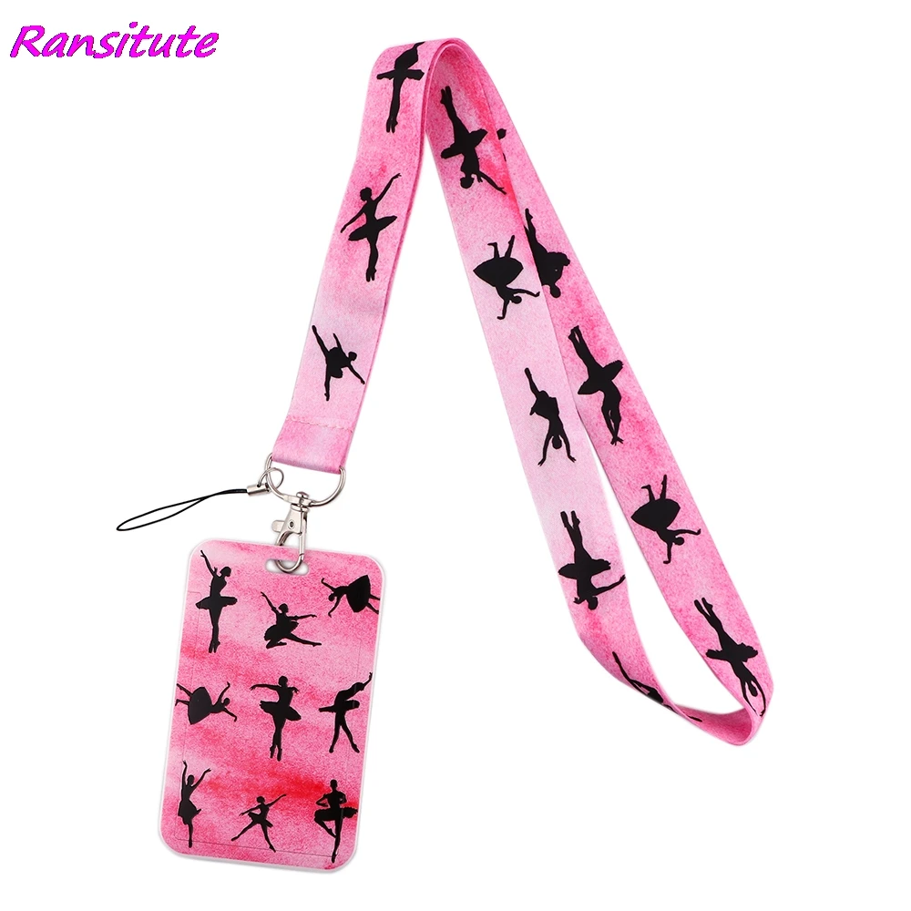 

Ransitute R1852 Ballet Pink Lanyard Card ID Holder Car KeyChain ID Card Pass Gym Mobile Phone Badge Key Ring Holder Jewelry