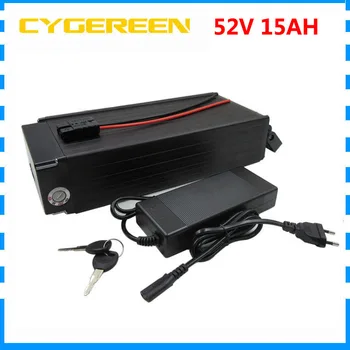 

Free customs fee 51.8v 15ah lithium battery 500W 750W 52V 15AH rear rack battery use 3.7V 2200mah 18650 cell with 2A Charger