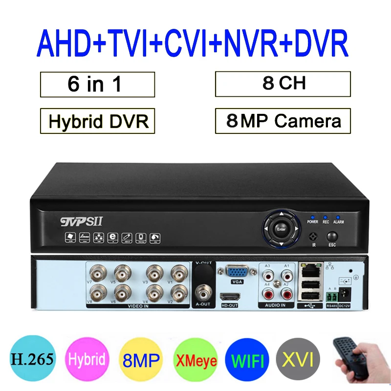 Blue-Ray Panel Xmeye 8CH 8 Channel 8MP 4K H.265+ Hybrid Coaxial 6 in 1 XVI TVI CVI NVR AHD CCTV DVR Surveillance Video Recorder main picture