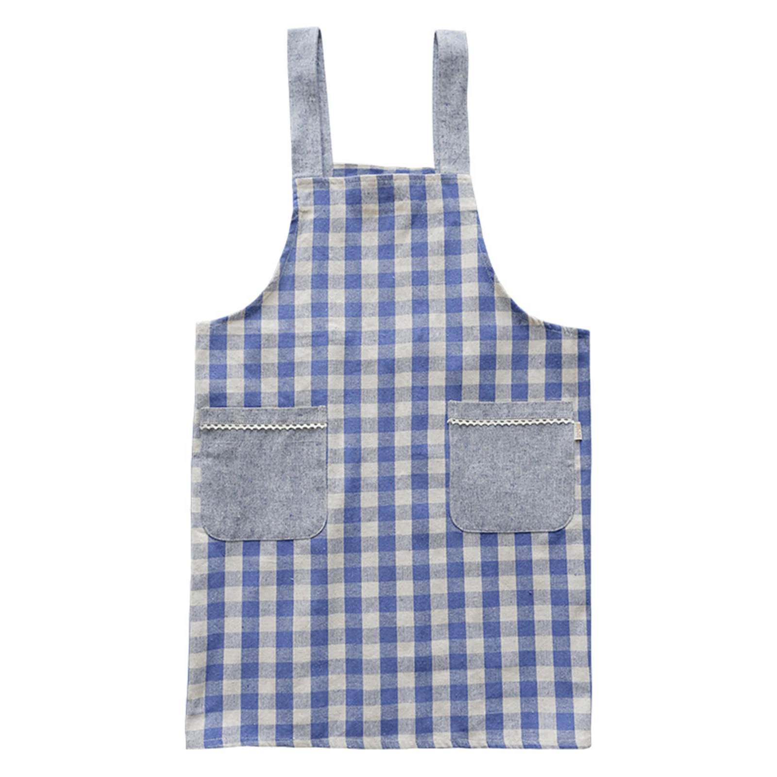 Japan Style Cotton Linen Aprons H Shape Back Ties Plaid Kitchen Cooking Clothes | Дом и сад