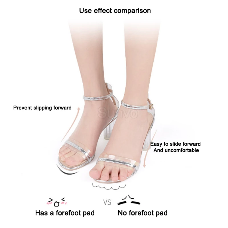 Shoe Anti Slip Stickers Sunvo Anti-Slip Cow Leather Insoles Stickers For Women High Heels Sandals Cushion Foot Self-adhesive Patch Non-slip Forefoot Pad
