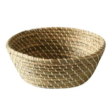 Best Price Fruit storage basket straw woven Nordic simple handmade circular vegetable food storage basket kitchen household items Best Price Fruit storage basket straw woven Nordic simple handmade circular vegetable food storage basket kitchen household items