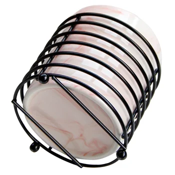 

1Pc Ceramic Makeup Brush Holder with Iron Frame Cosmetic Organizer Container Cup