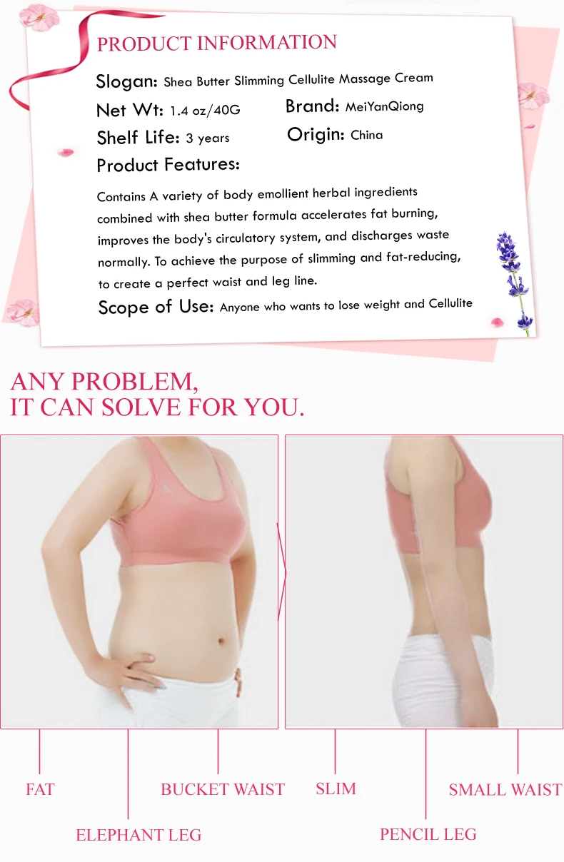 meiyanqiong Slimming Cellulite Massage Cream Health Body Slimming Promote Fat Burn Thin Waist Stovepipe Body Care Cream