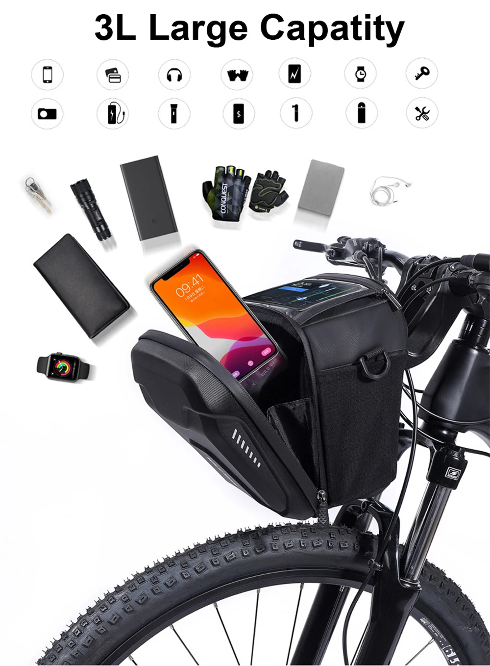 WILD MAN Bicycle Bag Big Capacity Waterproof Front Tube Cycling Bag MTB Handlebar Bag Front Trunk Pannier Pack Bike Accessories