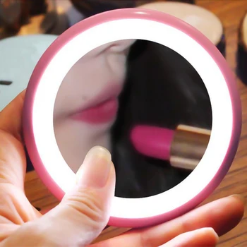 

Four Color LED Lighted Mini Makeup Mirror 3X Magnifying Compact Travel Portable Sensing Lighting Makeup Mirror Make up Tool