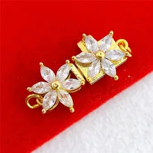 

Cubic Zirconia Clasps for Jewelry Making Supplies Gold Buckle Button Accessories Findings Diy Necklace Metal Wholesale Lots Bulk