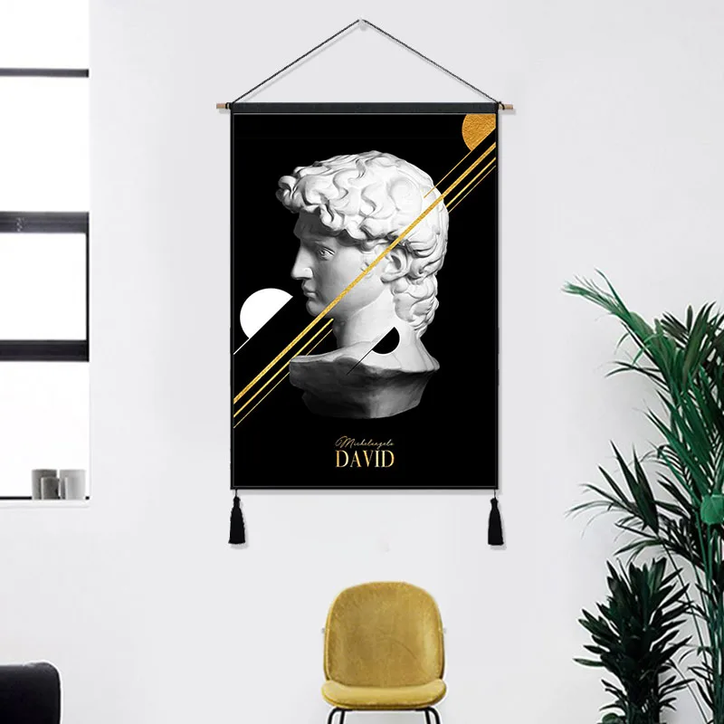 Италия ренессанс Давид скульптура винтажная висячая ткань хлопок линия живопись плакат домашний Декор настенный гобелен подарок