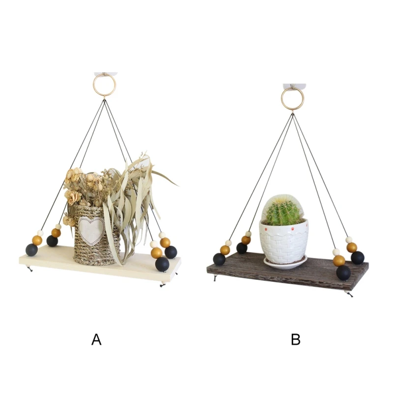 

Home Wooden Hanging Racks Retro Style Square Plant Jewelry Shelf Can Be Suspended Home Wall Shelf zh