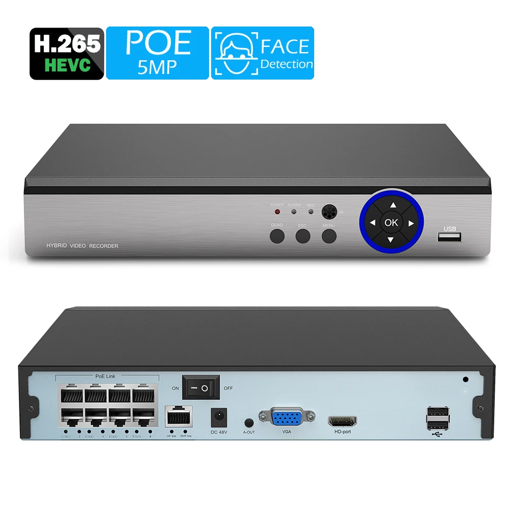 Сетевой видеорегистратор ViewEye 4 канала 8 каналов 1080P 48 В POE NVR XMEYE 802.3af P2P ONVIF Full HD МП