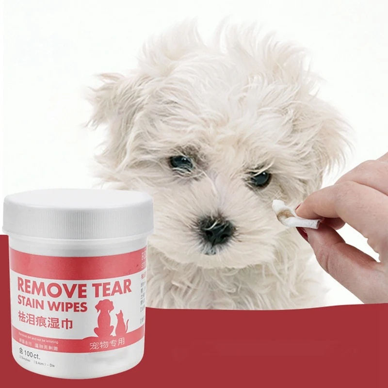

100 Pcs/bottle Grooming Pet Round White Wipes for Dogs Cats Other Pets to Clean the Tears Stains, Diameter 5cm/1.96"