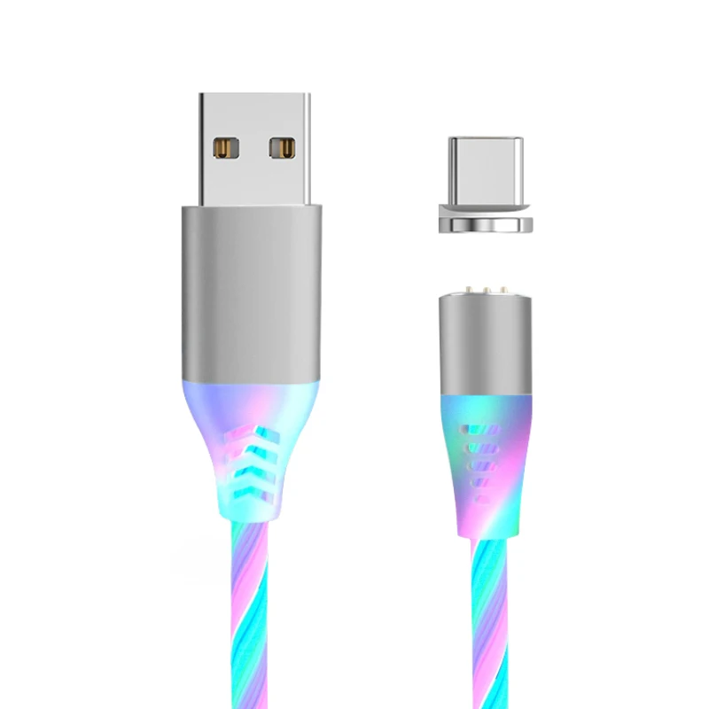 Мода 3A Зарядное устройство USB Type C кабель Micro USB кабель Красочный Светодиодный свет Магнитный телефонный кабель Быстрая Зарядка Micro USB Type C кабель