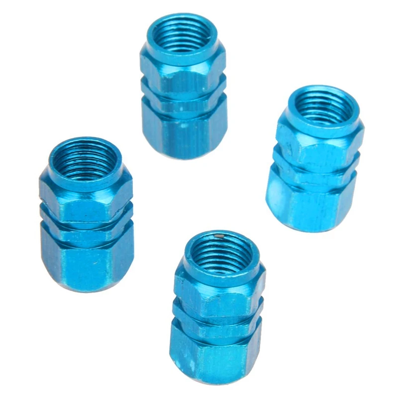 4X Tire Wheel Rims Stem Air Valve Caps Tyre Cover Car Truck Bike Blue Aluminum | Спорт и развлечения