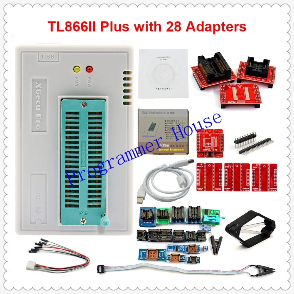 V9.16 TL866II Plus Универсальный Minipro Bios программатор + 28 элементов с BGA48 BGA63 адаптеры TL866 PIC