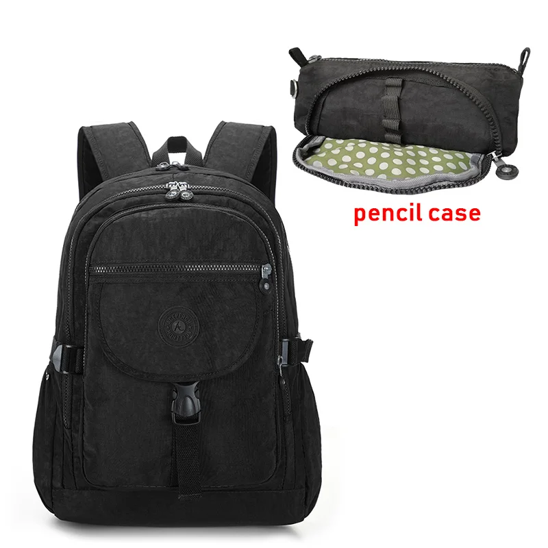 ACEPERCH, повседневная школьная сумка, водонепроницаемый нейлоновый бренд, рюкзаки для ноутбука, для подростка, женский рюкзак, сумки на плечо, сумка для компьютера - Цвет: 2pcs Black