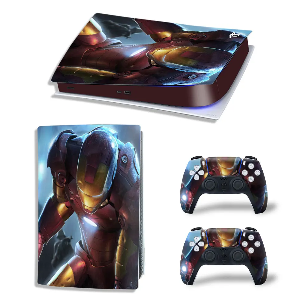 Marvel Iron Man PS5 Digital Edition Skin Sticker Decal Cover for PlayStation 5 Console and 2 Controllers PS5 Skin Sticker Vinyl 