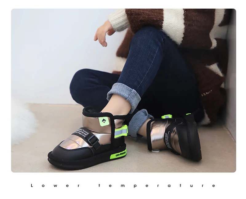 Детские зимние ботинки; Новинка года; модные осенне-зимние водонепроницаемые теплые плюшевые ботильоны из искусственной кожи для девочек; обувь для мальчиков