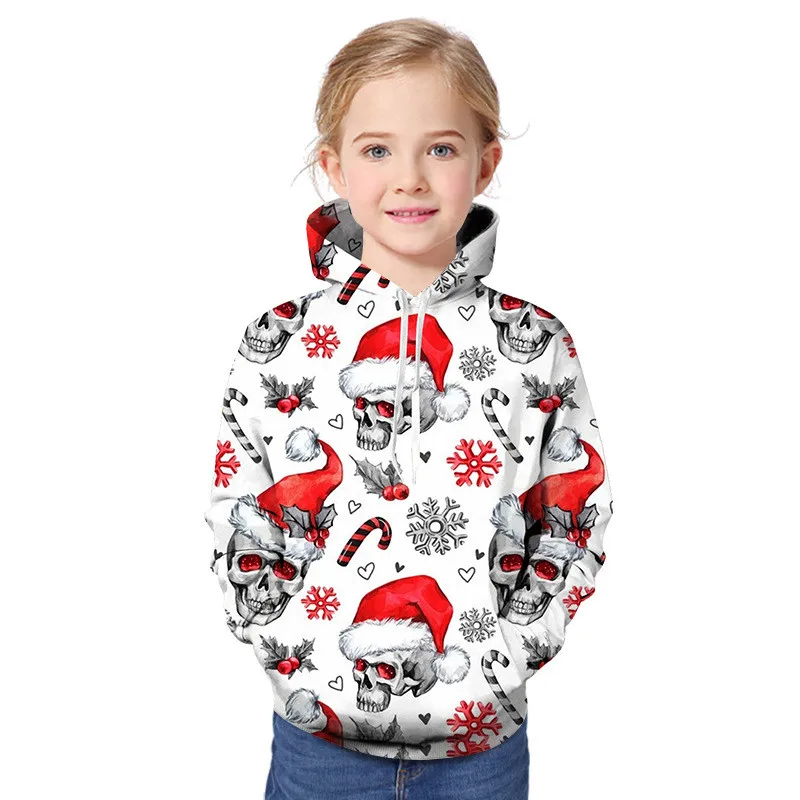 Children Kids Christmas Sweatshirt Boys Girls Funny Christmas Print Pullover Long Sleeve Hoodies Captain America Top Sweatshirt