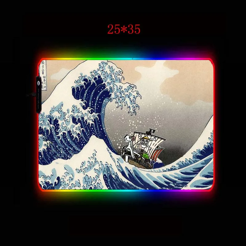  XGZ Great Waves Art Mousepad Large Computer Mouse Mat Large LED Gaming Mouse Pad Night RGB USB Wire