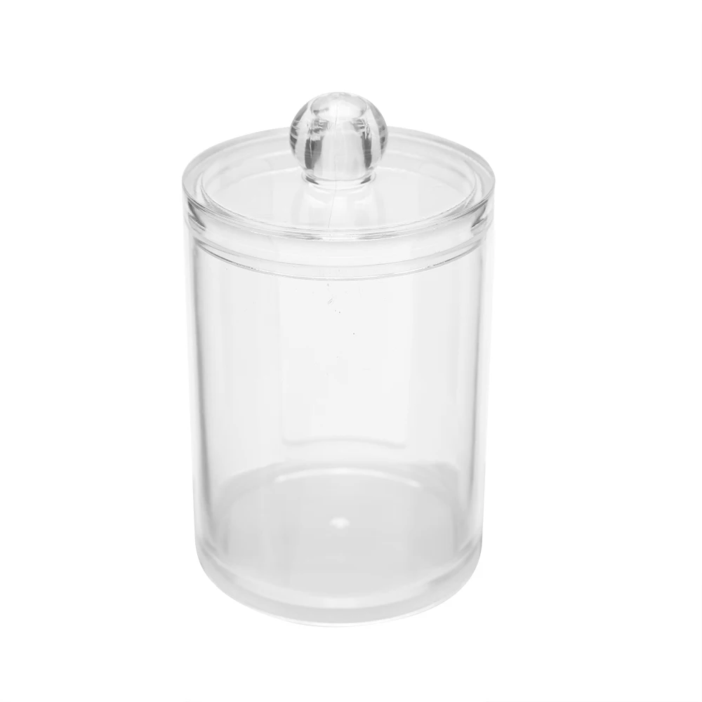 1pc Acrylic Round Makeup Organizers Transparent Cotton Swabs Stick Storage Box Organizer Plastic Cosmetic Organizers